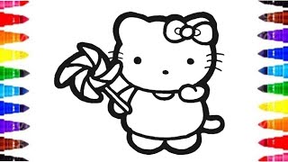 Hello kitty 🐈 Drawing painting and coloring for kids and toddlers [upl. by Ollecram660]