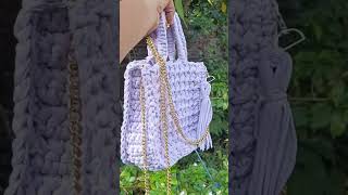 Customised Tshirt yarn bag 🧶 crocheting bags tshirtyarn bagsfactory crochettutorial [upl. by Ramuk]