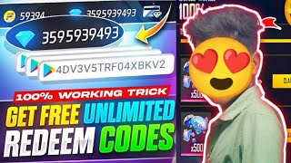 FREE UNLIMITED REDEEM CODES😯  100 WORKING❤  FREE DIAMOND IN FF  freefire [upl. by Ybrik]