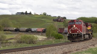 Descending into Calgary CP 8123 Leads CPKC 418 Manifest North at De Winton AB CPKC Aldersyde Sub [upl. by Eniamurt374]