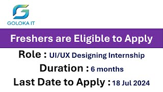 Goloka IT Hiring UIUX Designing Internship  Freshers are Eligible to Apply​ [upl. by Newhall809]