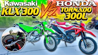 HONDA TORNADO VS KAWASAKI KLX 300 [upl. by Eneli]