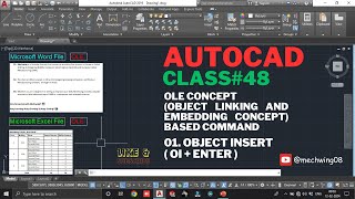 Object Linking and Embedding In AutoCAD  Object Insert Command  OLE Concept  AutoCAD Class 48 [upl. by Kahle]