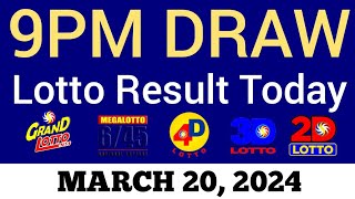 Lotto Result Today 9pm Draw March 20 2024 Swertres Ez2 PCSO Live Result [upl. by Sothena999]