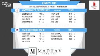 Kingstonian CC Surrey 2nd XI v Thames Ditton CC 2nd XI [upl. by Okoy125]