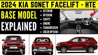 2024 Kia Sonet Facelift HTE BASE MODEL Explained  Exterior Interior New Features Safety Engine [upl. by Jeffers]