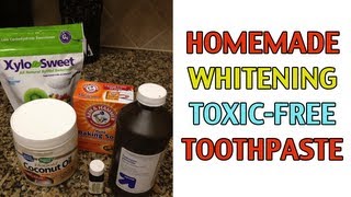 Homemade Whitening Toothpaste Recipe w Baking Soda [upl. by Ezalb479]