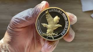 Australian WedgeTailed Eagle 5oz Silver Proof High Relief Gilded 2023 Coin [upl. by Ennirroc]