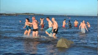 North Berwick Loony Dook in the Firth of Forth on New Years Day [upl. by Caresa]