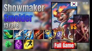 Showmaker Mid Smolder vs Akali lol KR solo rank Full Game 1417 [upl. by Drawets]