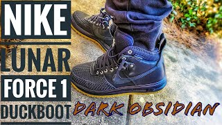 Nike Lunar Force 1 Duckboot Dark Obsidian Review and OnFeet look [upl. by Ahsykal507]