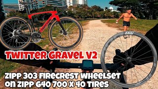 1st Ride Twitter Gravel V2 On ZIPP 303 Firecrest with ZIPP G40 Gravel Tires gopro gravelbike [upl. by Eylrac349]