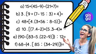 EXPRESSÕES NUMÉRICAS  EXERCÍCIOS \Prof Gis MATEMÁTICA BÁSICA [upl. by Anivlem]