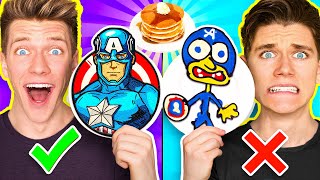 PANCAKE ART CHALLENGE Hero Edition amp Learn How To Make Avengers vs Star Wars Disney Plus Art [upl. by Secnarfyram823]