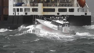 Pilot boats amp ship boarding in rough weather [upl. by Keyes]