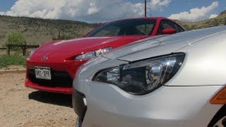 2013 Subaru BRZ vs Scion FRS 060 MPH Mile High Mashup Review [upl. by Acinoda]