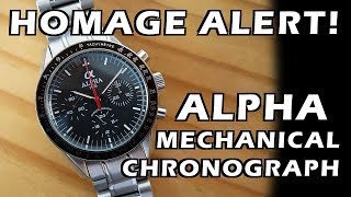 Homage Alert Alpha quotMoon Watchquot Mechanical Chronograph Review  Perth WAtch 86 [upl. by Mathre373]