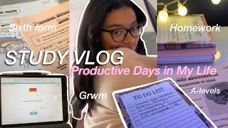 STUDY VLOG  PRODUCTIVE DAY IN MY LIFE  sixth form college  alevels studying homework amp more 🎀 [upl. by Ahsaret258]