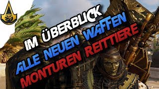 AC Origins  DLC 2 Alle neuen Waffen Monturen Reittiere im Überblick Optik amp Werte  ACO [upl. by Emelyne225]