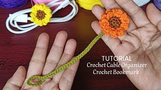 Very beautiful 😍 Crochet cable organizer 🌼 Crochet flower bookmarks [upl. by Macrae]