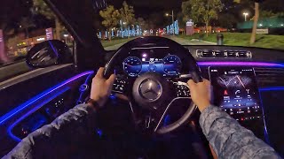 2022 MercedesBenz S 580 4Matic POV Night Drive 3D AudioASMR [upl. by Nrobyalc]