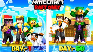 100 Days on ONE RAFT with Friends In Minecraft 😰 [upl. by Eilojne]