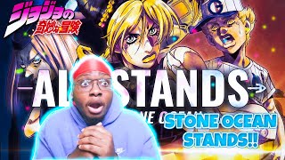 NON JOJO FAN REACTS  TO ALL STANDS IN STONE OCEAN ANIME VERSION [upl. by Oikim]