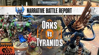 Orks Vs Tyranids  Warhammer 40000 Narrative Battle Report [upl. by Annice]