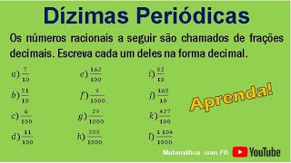 Os números racionais a seguir são chamados frações decimais [upl. by Fairley]