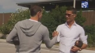 Gareth Bale with Cristiano Ronaldo on first day of training at Real Madrid [upl. by Ihpen899]