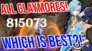 EVERY CLAYMORE RANKED C0 Eula Weapon Comparisons and Analysis  Genshin Impact [upl. by Euqnomod]