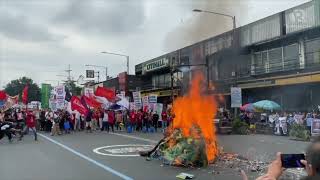 Protesters burn effigy ahead of Marcos second SONA [upl. by Illene]