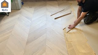 How to Install Chevron Wood Flooring [upl. by Anaerdna852]