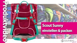 Scout Sunny Schulranzen  richtig einstellen und bepacken [upl. by Dnomal196]