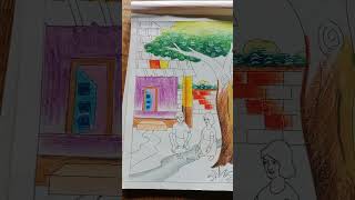 Rimjim a dhara ta Painting art drawing rainfall ytshorts lyrics [upl. by Adeehsar367]