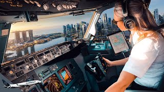 BOEING 777 Stunning LANDING SINGAPORE Airport RWY20R  Cockpit View  Life Of An Airline Pilot [upl. by Anelaf]