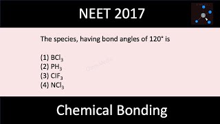 The species having bond angles of 120° is 1 BCl3 2 PH3 3 ClF3 4 NCl3  NEET 2017 [upl. by Aleuname]