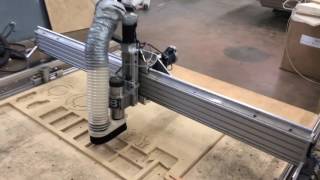 First cuts with NEMA 34 clearpath servos on DIY CNC router [upl. by Holcomb]