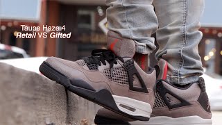 Air Jordan 4 Taupe Haze Real VS Fake On  Foot [upl. by Gerdy]