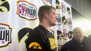 Iowa wrestlings Ben Kueter discusses matchup with ISUs Yonger Bastida CyHawk dual [upl. by Yhtnomit]