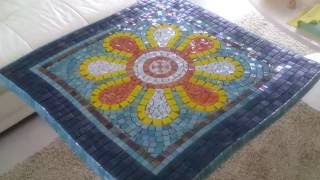 PART 1 DIY Mosaic Garden Table  Design amp Glue Tiles [upl. by Asselem]