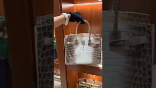 Hermes Birkin Niloticus Crocodile Himalayan Palladium Hardware [upl. by Anyrak]