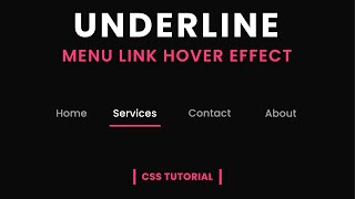 Draw Underline Link Hover Effect  CSS Menu Hover Effect [upl. by Raval]