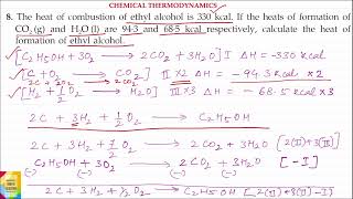 Q8 The heat of combustion of ethyl alcohol is 330 kcal If the heats of formation of CO₂ g and H₂ [upl. by Yliak330]