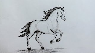 How to draw a horse  Easy horse drawing  Animal drawing tutorial for beginners [upl. by Adnovoj33]