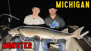 Catching HUGE STURGEON on the St Clair River  Opening day of sturgeon season 2023 on the SCR [upl. by Ayvid]