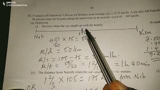 LINEAR MOTION RELATIVE SPEED KCSE MATHS PAPER 1 PREDICTIONS [upl. by Ffilc196]