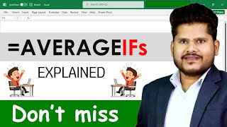 averageifs formula in excel  in Hindi [upl. by Bright]