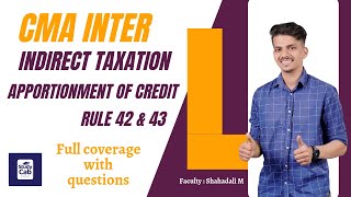 CMA Inter  Indirect Taxation  GST  Apportionment of ITC Rule 42 amp 43  Malayalam [upl. by Airla]