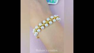 Diy Beeded Bracelet  Pearl bracelet  diy gift idea  bss gift idea  viral bracelet  handmade [upl. by Brunn307]